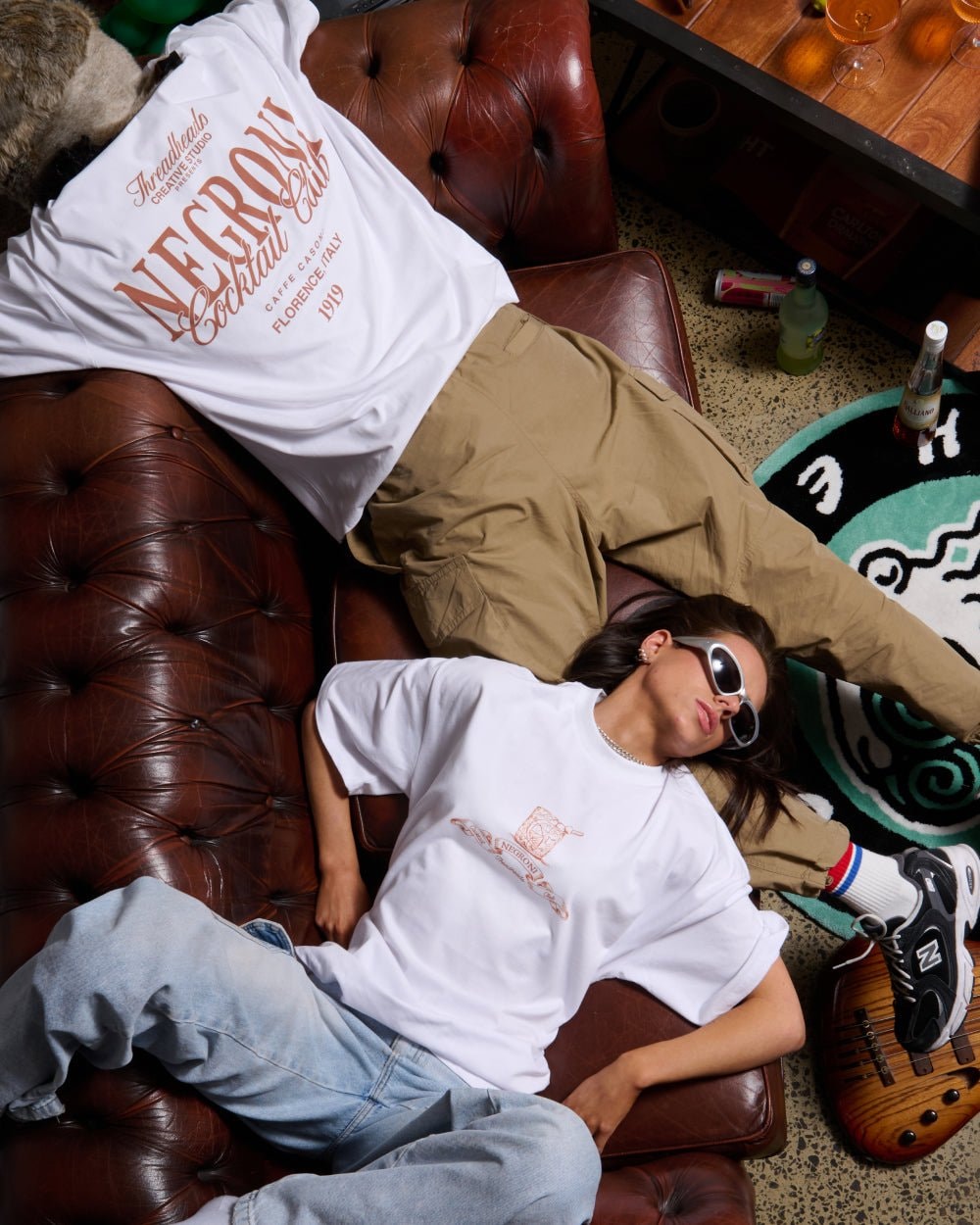 Negroni Cocktail Club Oversized Graphic Tee Unisex 90s Boxy Fit 100% Combed Cotton