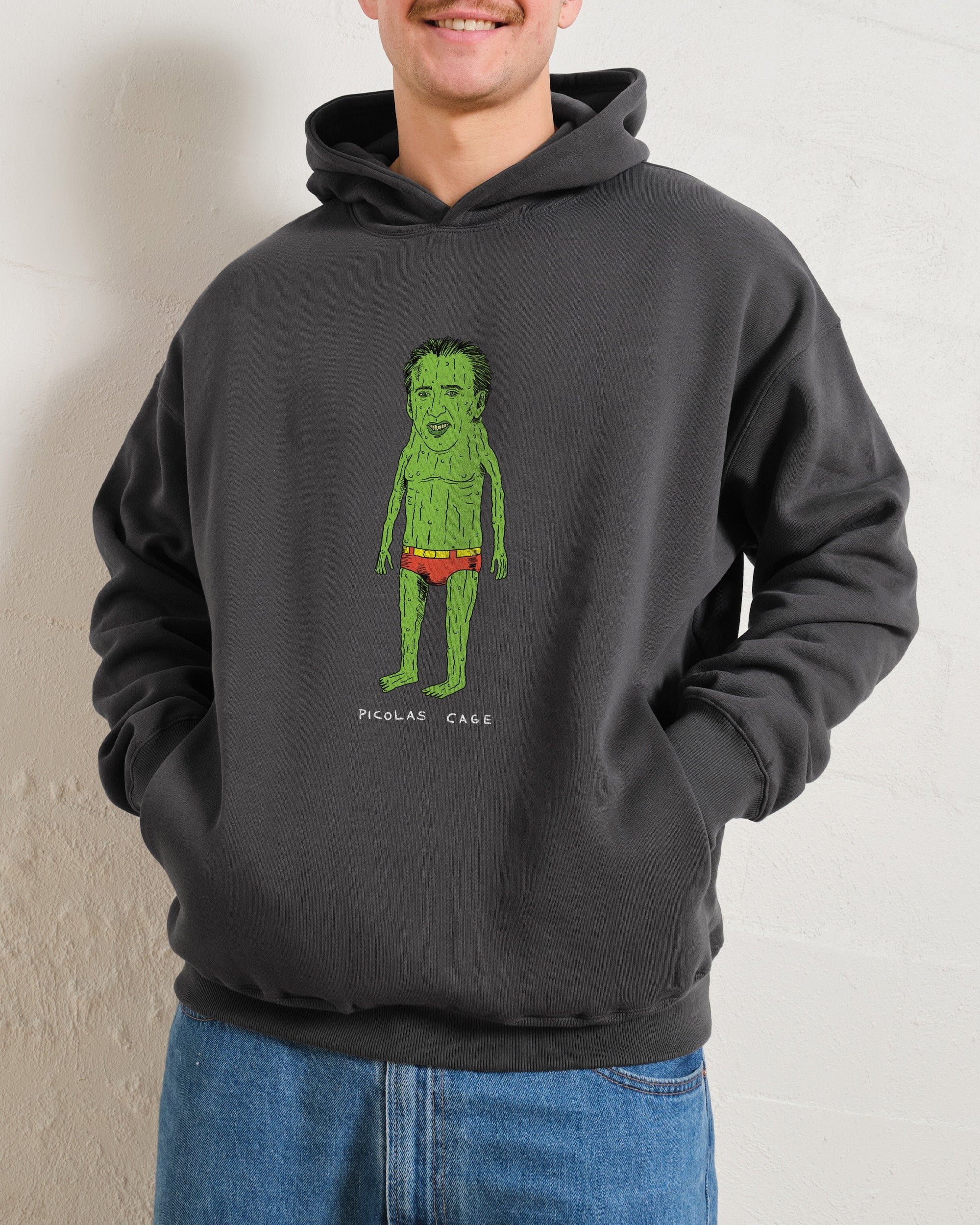 Picolas Cage Graphic Hoodie - Unisex 90s Boxy Fit 340gsm Cotton Poly Blend