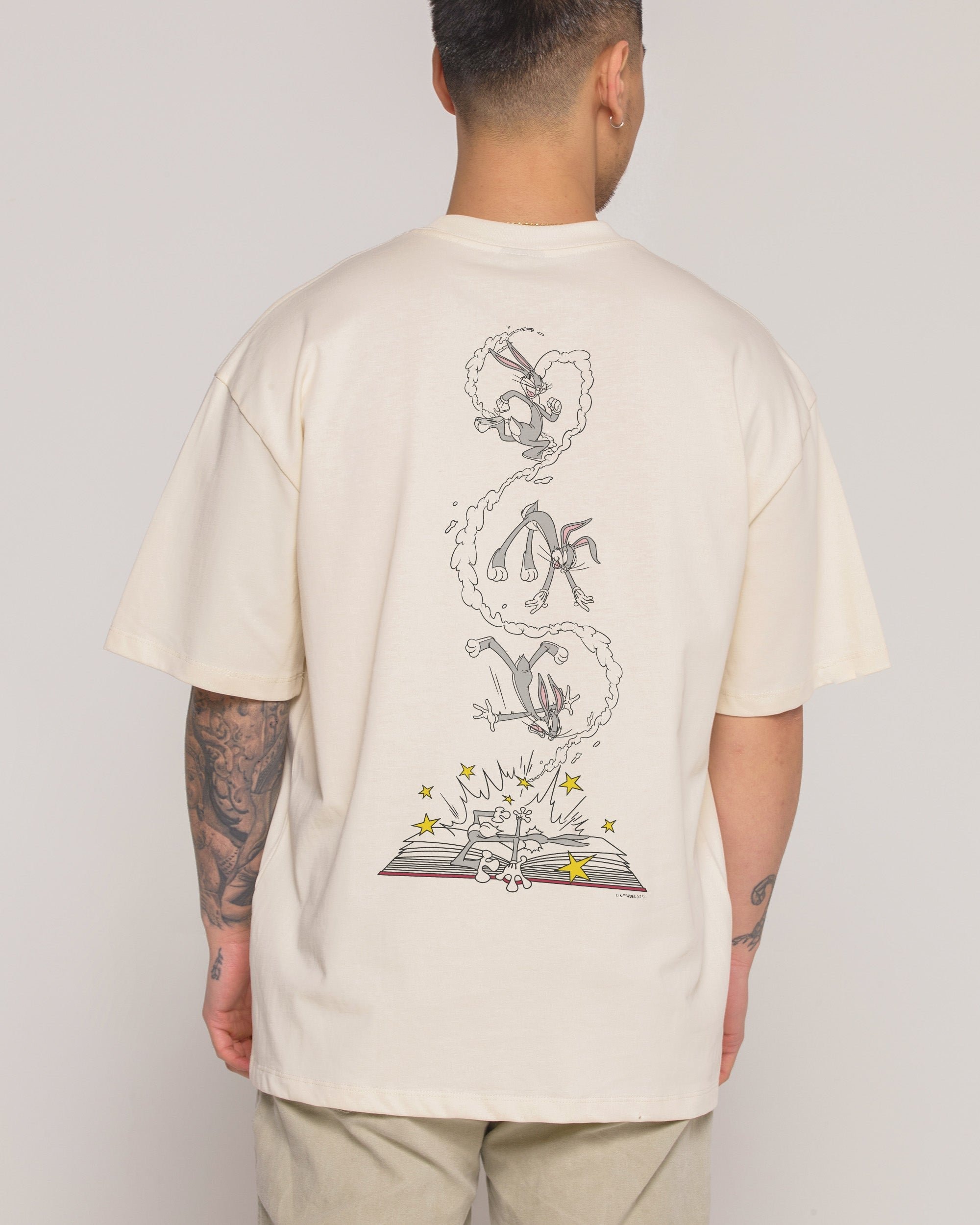 Bugs Bunny Book Crash Oversized Unisex T-Shirt Looney Tunes Graphic Tee 100% Cotton