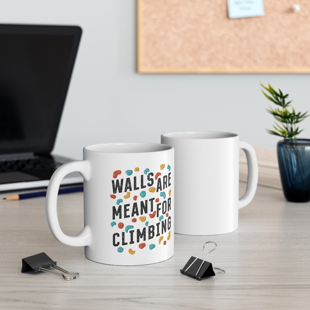 Walls are Meant for Climbing Coffee Mug - Ceramic Climbing Mug