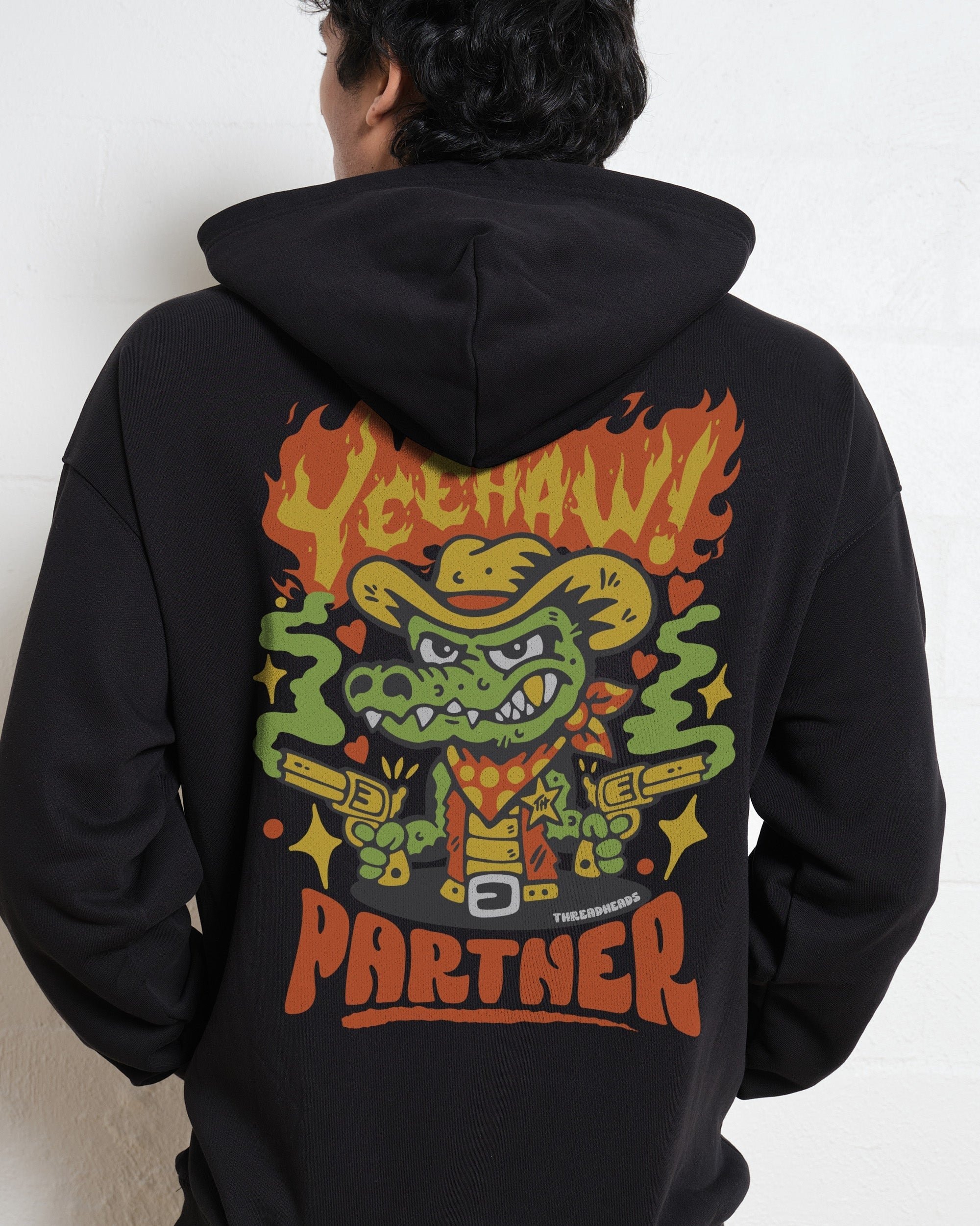 Yee Haw Crocodile Unisex Hoodie - 90s Boxy Fit 340gsm Cotton Polyester
