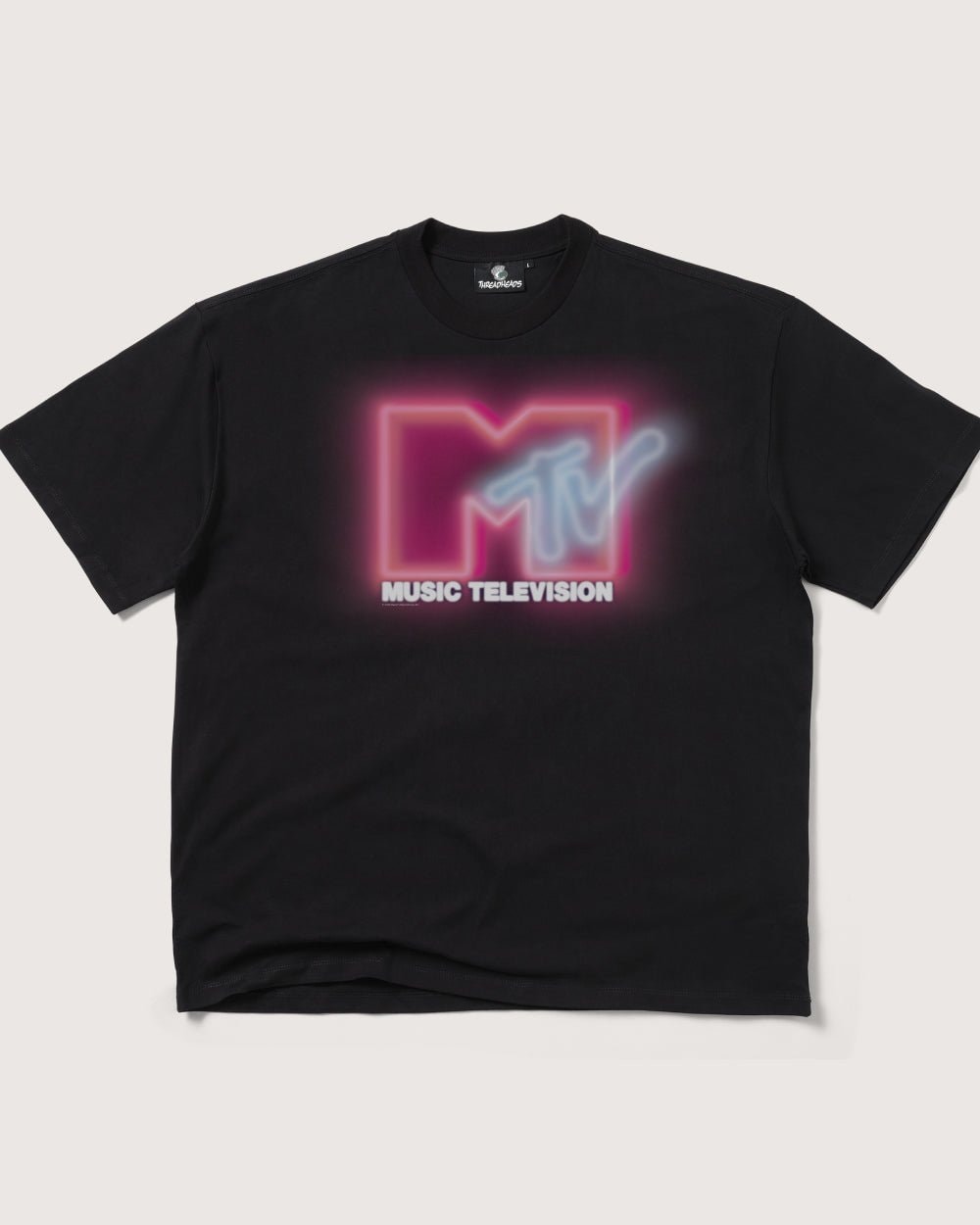 Neon MTV Logo Oversized T-Shirt - 90s Graphic Tee Heavyweight 100% Combed Cotton Unisex