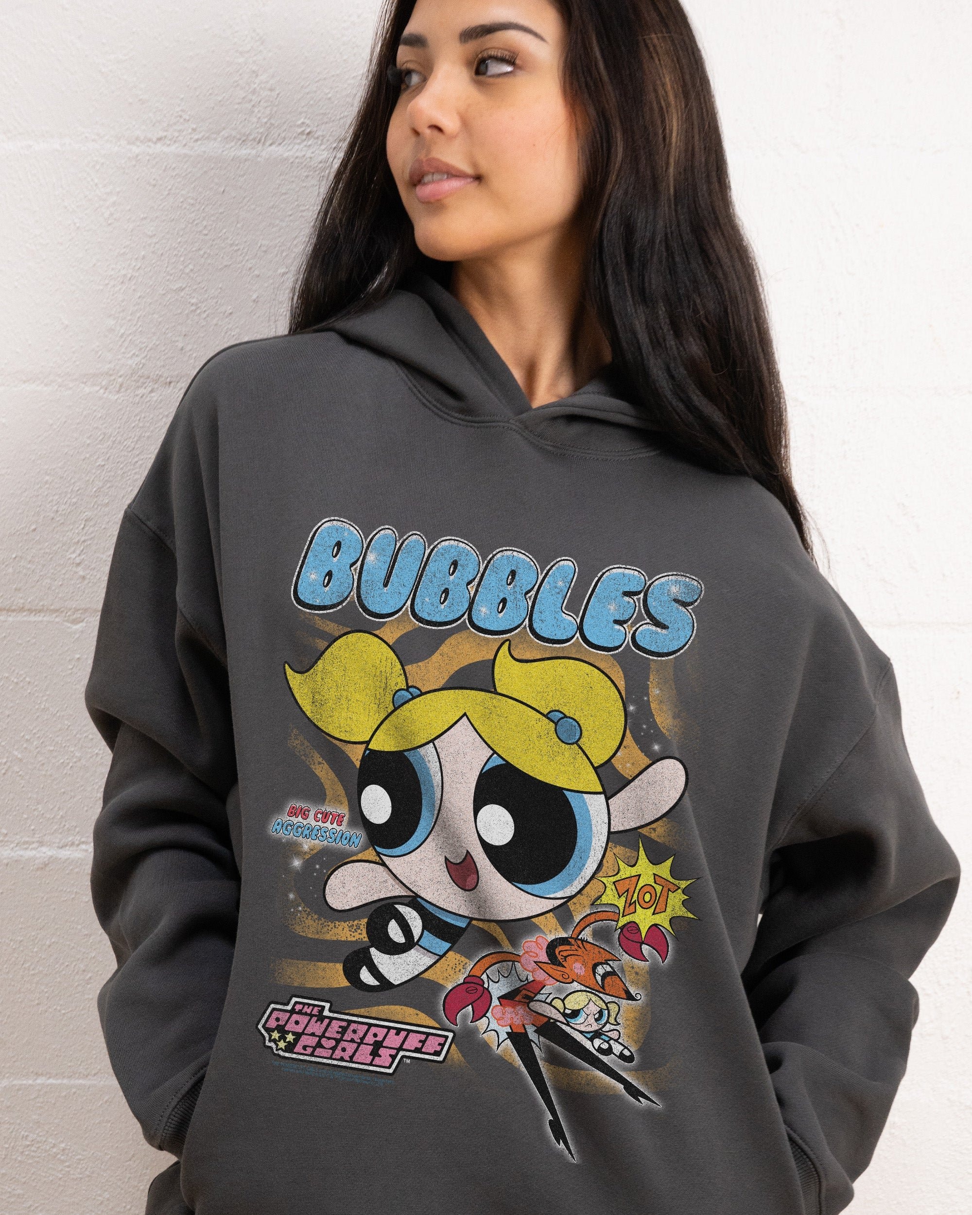 Bubbles Hoodie - Powerpuff Girls Unisex Graphic Hoodie, 90s Boxy Fit, 340gsm Cotton Polyester Blend