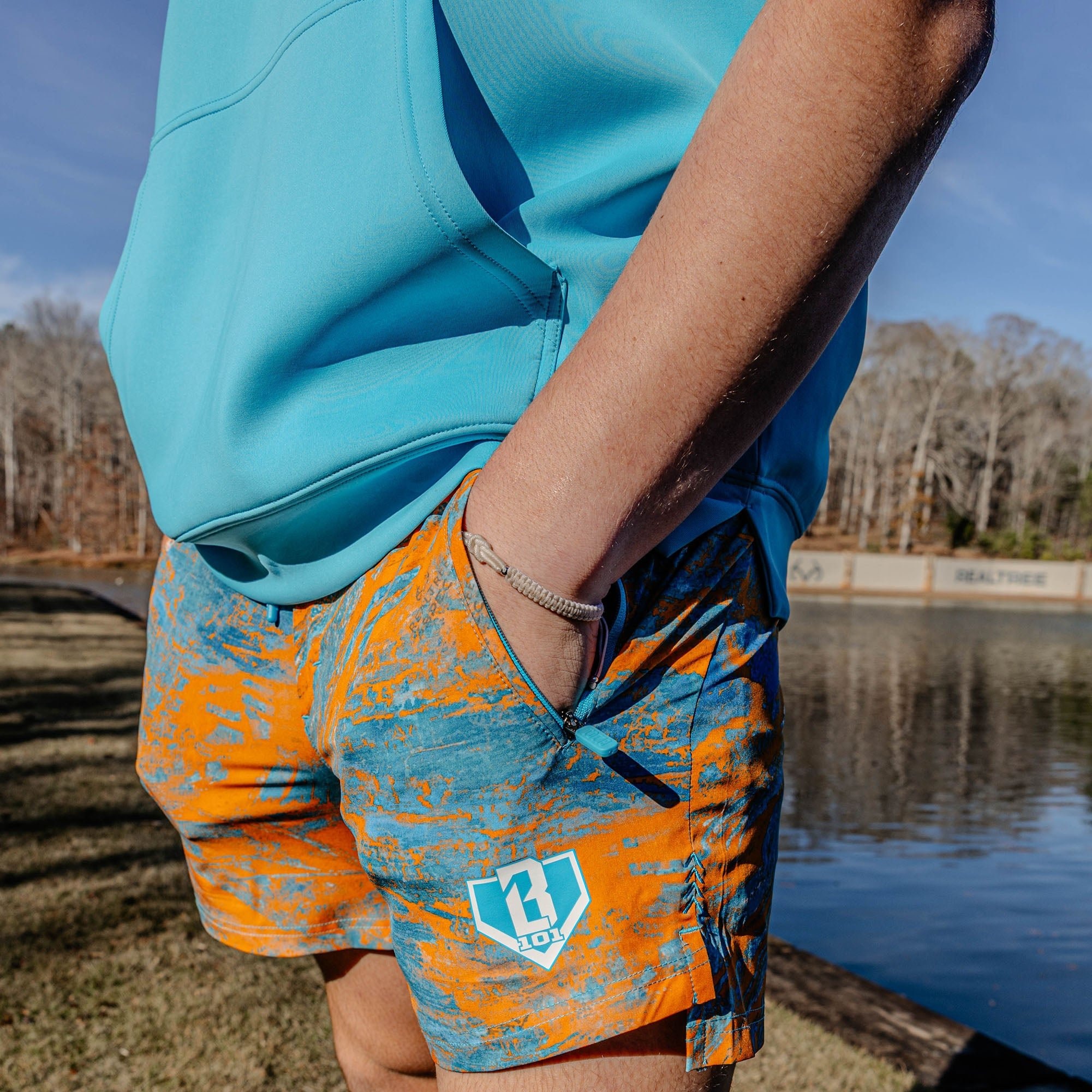 Realtree Pro Series Youth Shorts V2 with Liner - Aspect-Orange