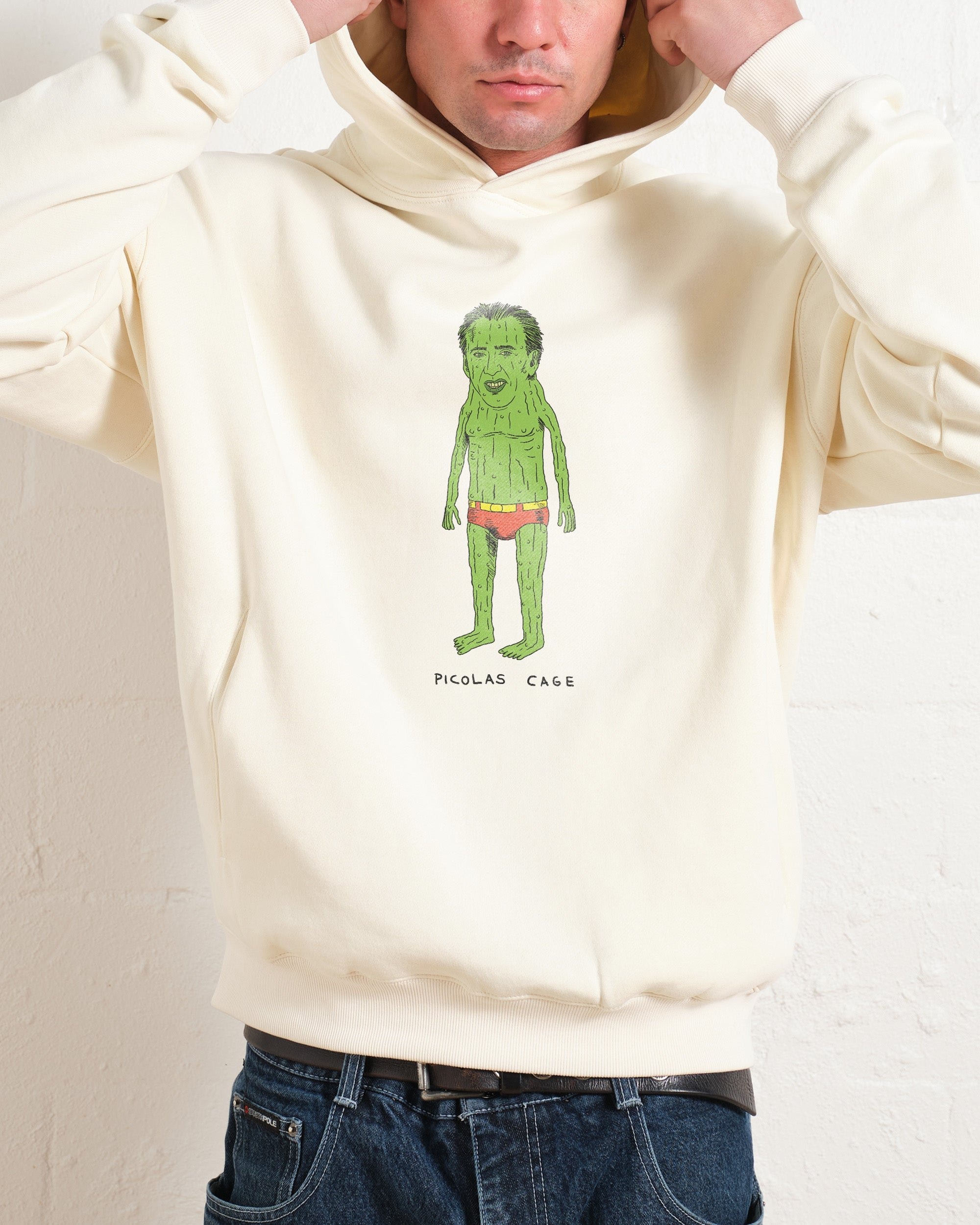 Picolas Cage Graphic Hoodie - Unisex 90s Boxy Fit 340gsm Cotton Poly Blend