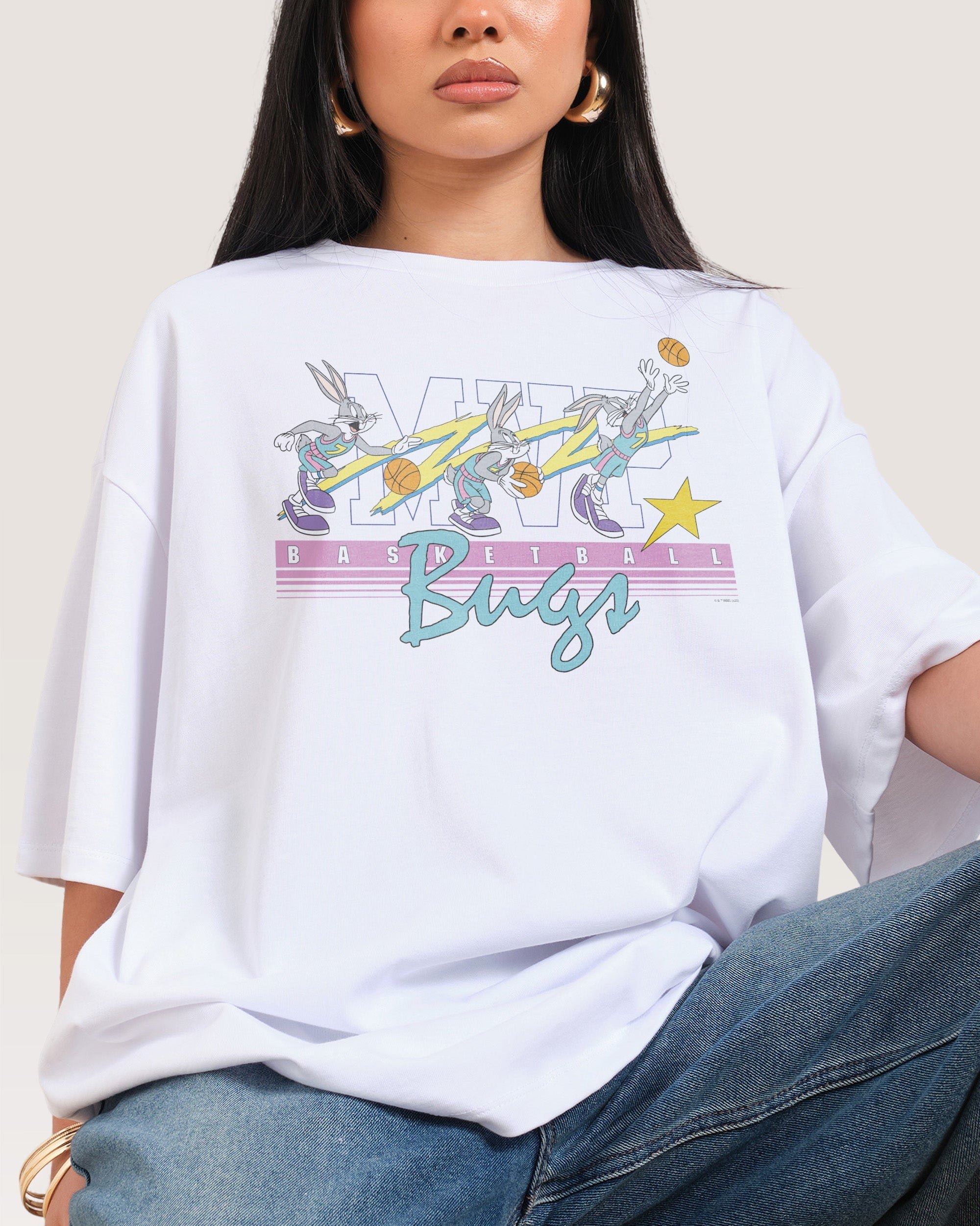 Basket Bugs Oversized Looney Tunes Graphic Tee Unisex 100% Combed Cotton Heavyweight 275gsm