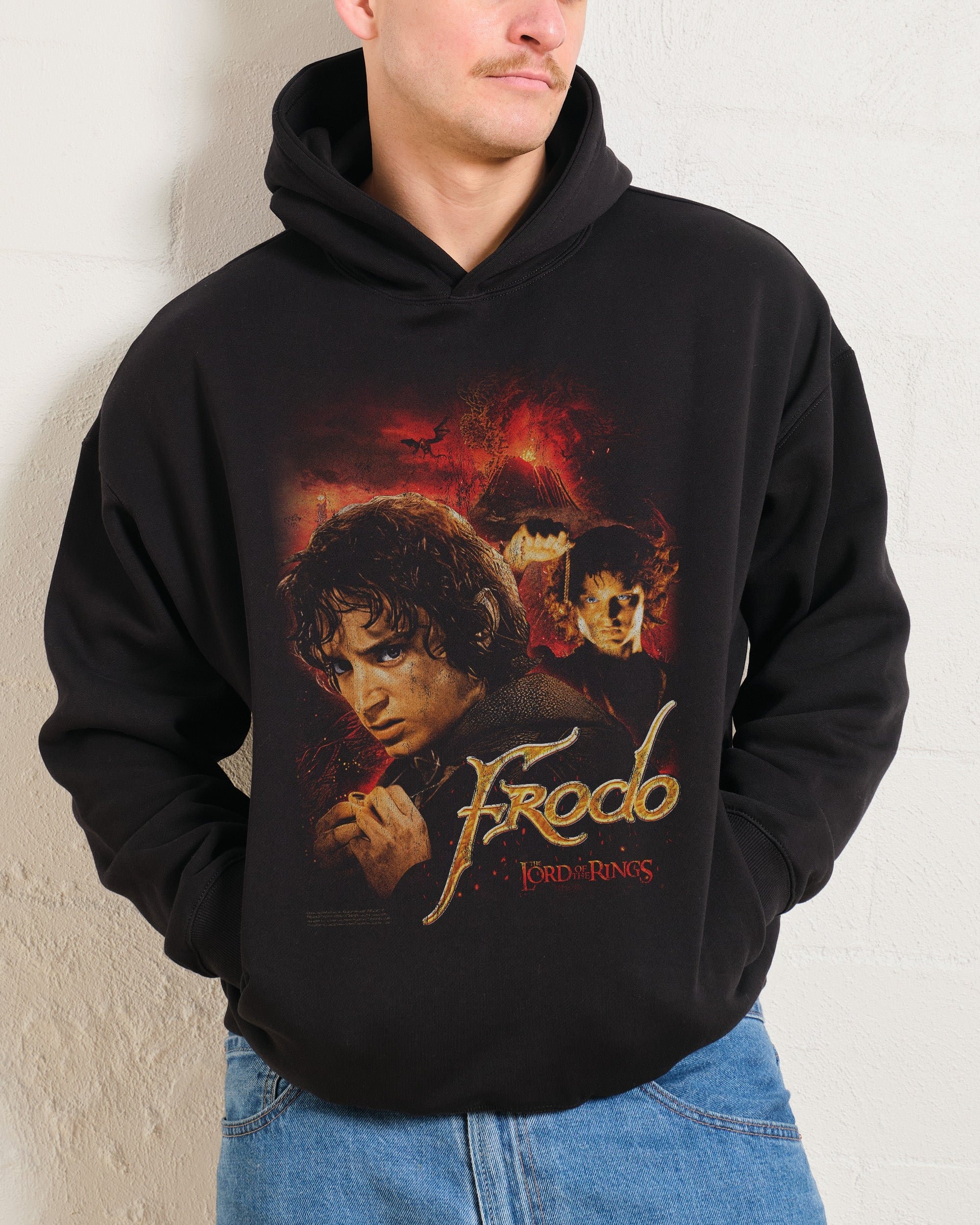 Vintage Frodo The Lord of the Rings Unisex Hoodie 90s Boxy Fit 340gsm Cotton Poly Blend